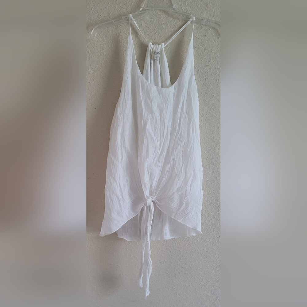 Umgee White Tie-Front Crinkle Tank